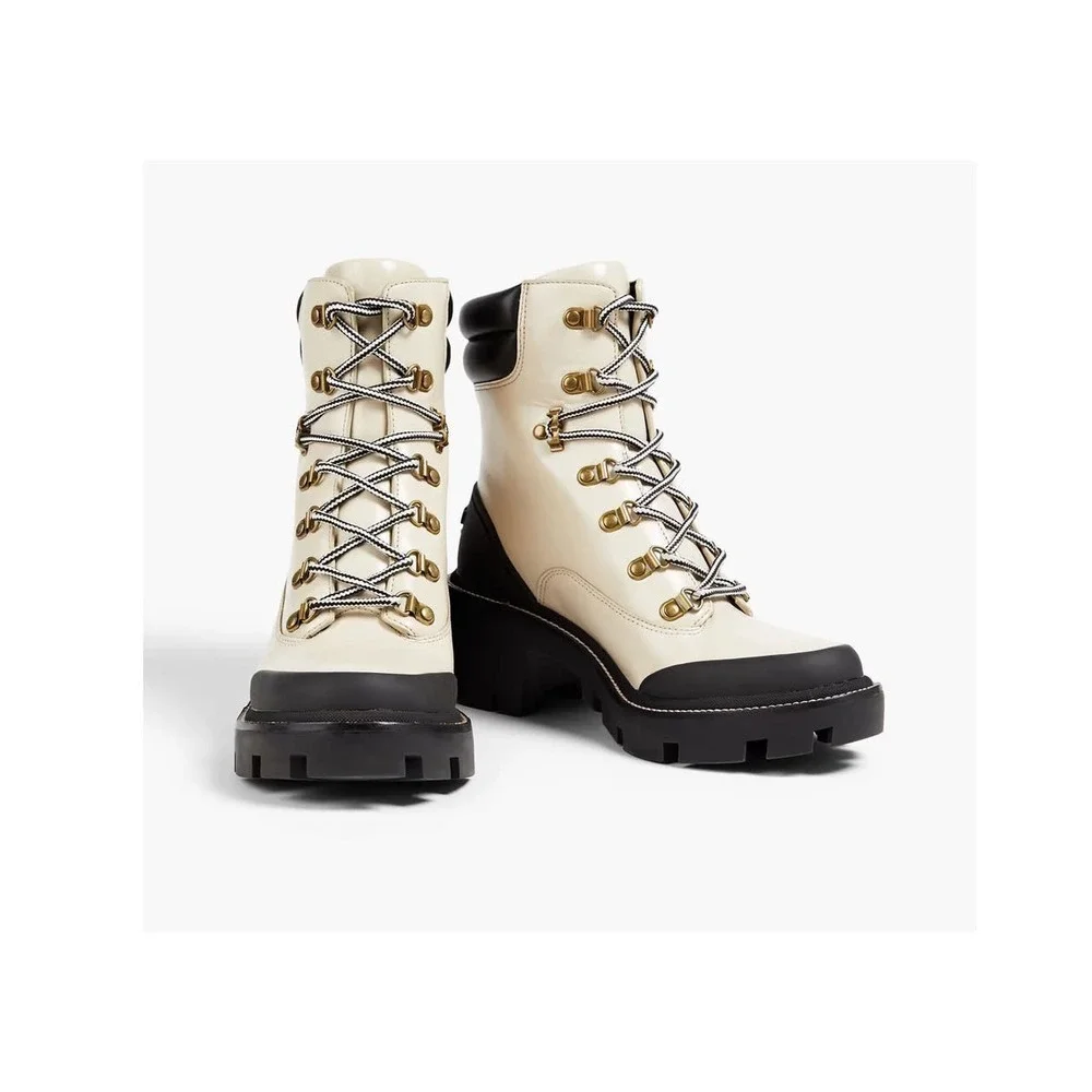 TORY BURCH LUG SOLE HIKER ANKLE BOOT WAXY COW LEATHER / NAPPA SIZE 6 NWB